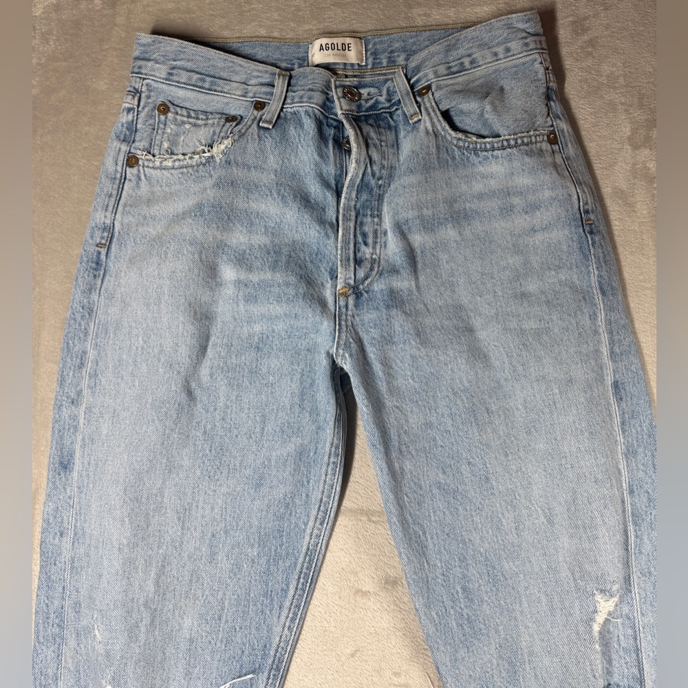 Agolde Jamie High Rise Tapered Intentionally Distressed 100% Cotton Jeans 27 - Picture 3 of 16
